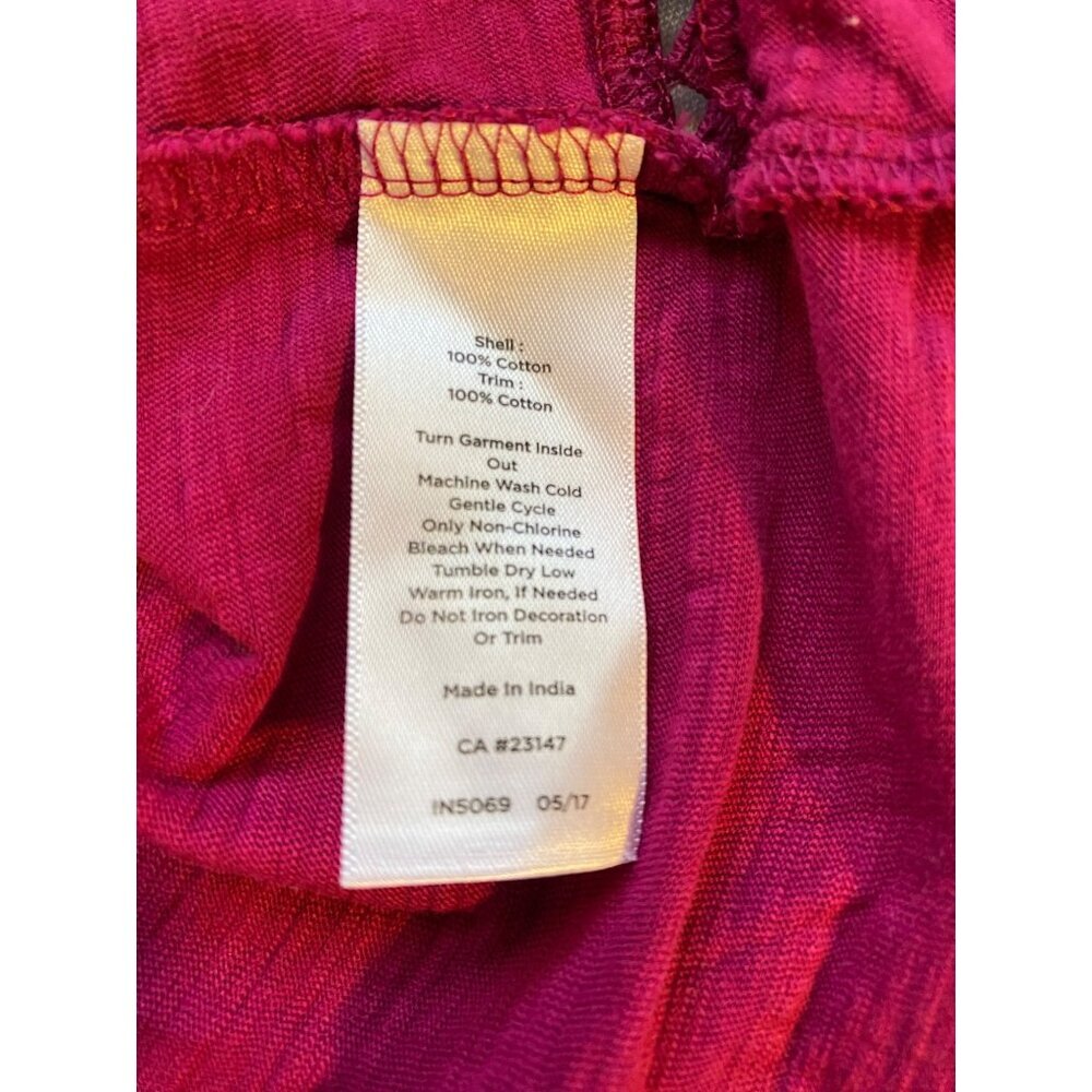 Talbots Womens XL Fuchsia Cotton Top With Crochet Details Artsy Blouse - Picture 8 of 8
